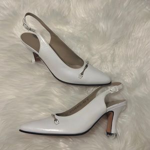 Salvatore Ferragamo White sling back heels